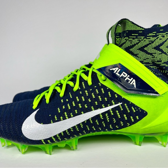 Nike Alpha Menace Elite 2 Flyknit Seattle Seahawks Men’s Football Cleats - Picture 4 of 11